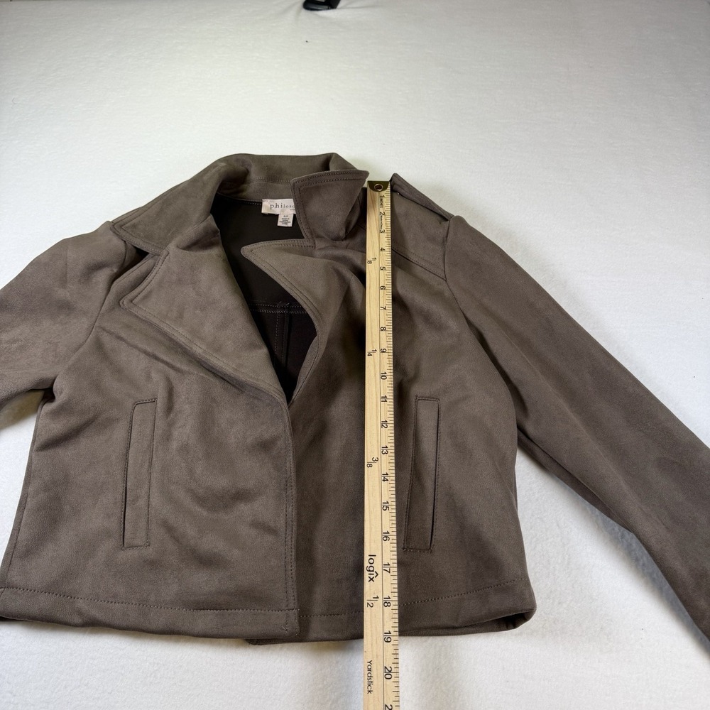 Philosophy Faux Suede Leather Taupe Jacket  Pre-Owned Small‎ - Picture 8 of 11